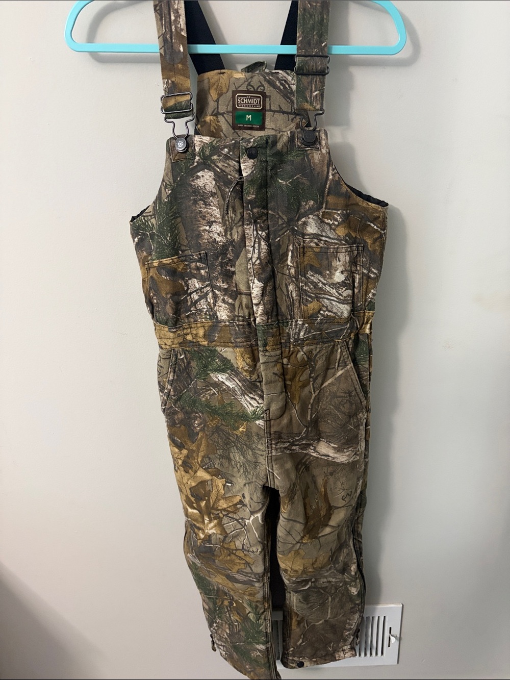 Schmidt Kids Camo Bib Overalls in Green/Brown